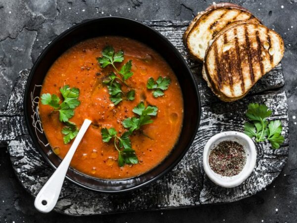 Tomato soup with crusty bread