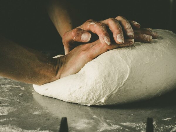Dough being kneaded